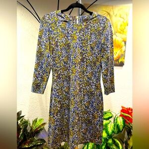 J. McLaughlin MID CENTURY MODERN PRINT DRESS  3/4 SLEEVE Size XS